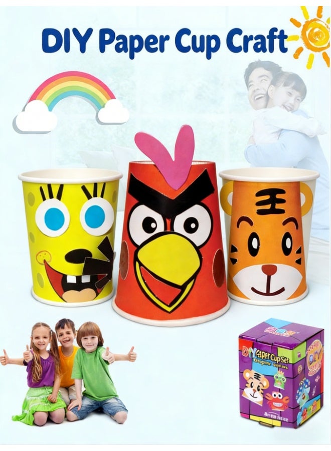Arts and Crafts for Kids, Toddler Paper Cup Craft Kit with 12 Cute Cartoon Animal Projects, DIY Gifts Birthday Party Fun Preschool Classroom Activity for Girls & Boys - Image 1